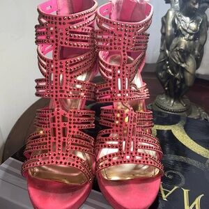 Elegant Pink Strappy Women's Heels